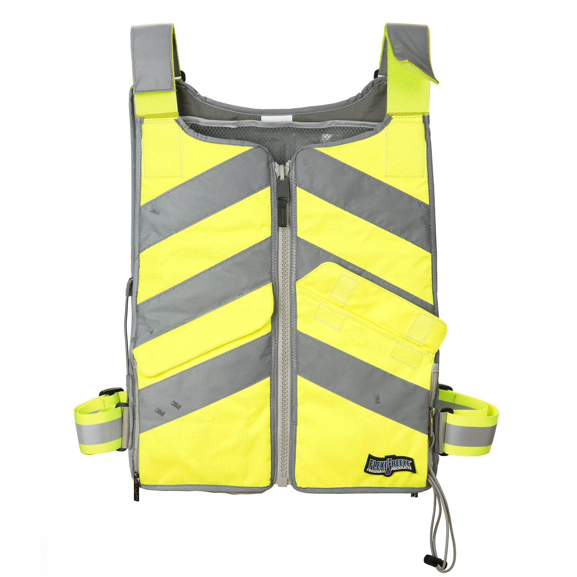 Man wearing FlexiFreeze Professional Series Ice Vest - Hi-Vis, yellow, front view