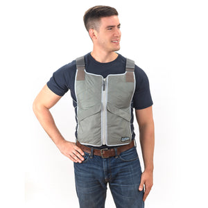 Man wearing FlexiFreeze Professional Series Ice Vest - charcoal, front view