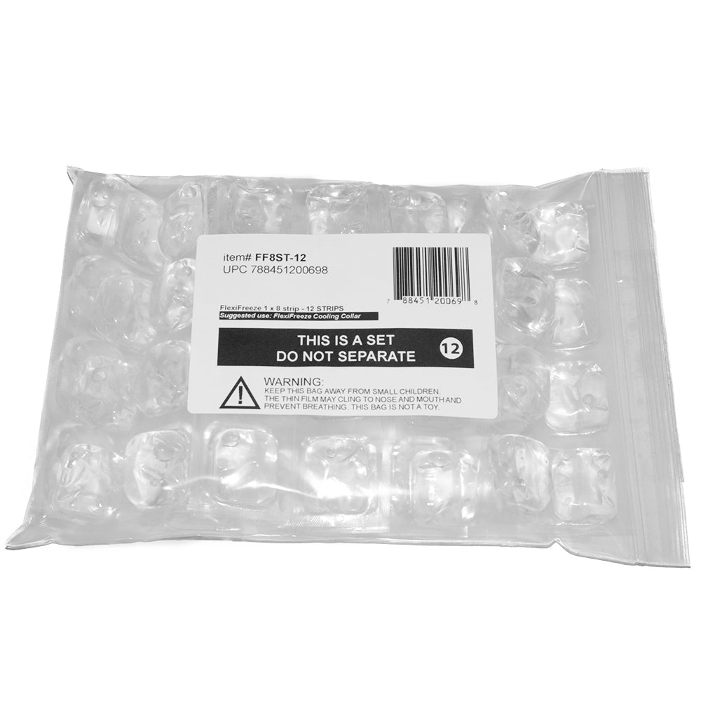 FlexiFreeze bagged set of 1 by 8 ice strips, 12 pack