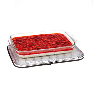 Dessert platter resting on the removed top of the FlexiFreeze dessert cooler 