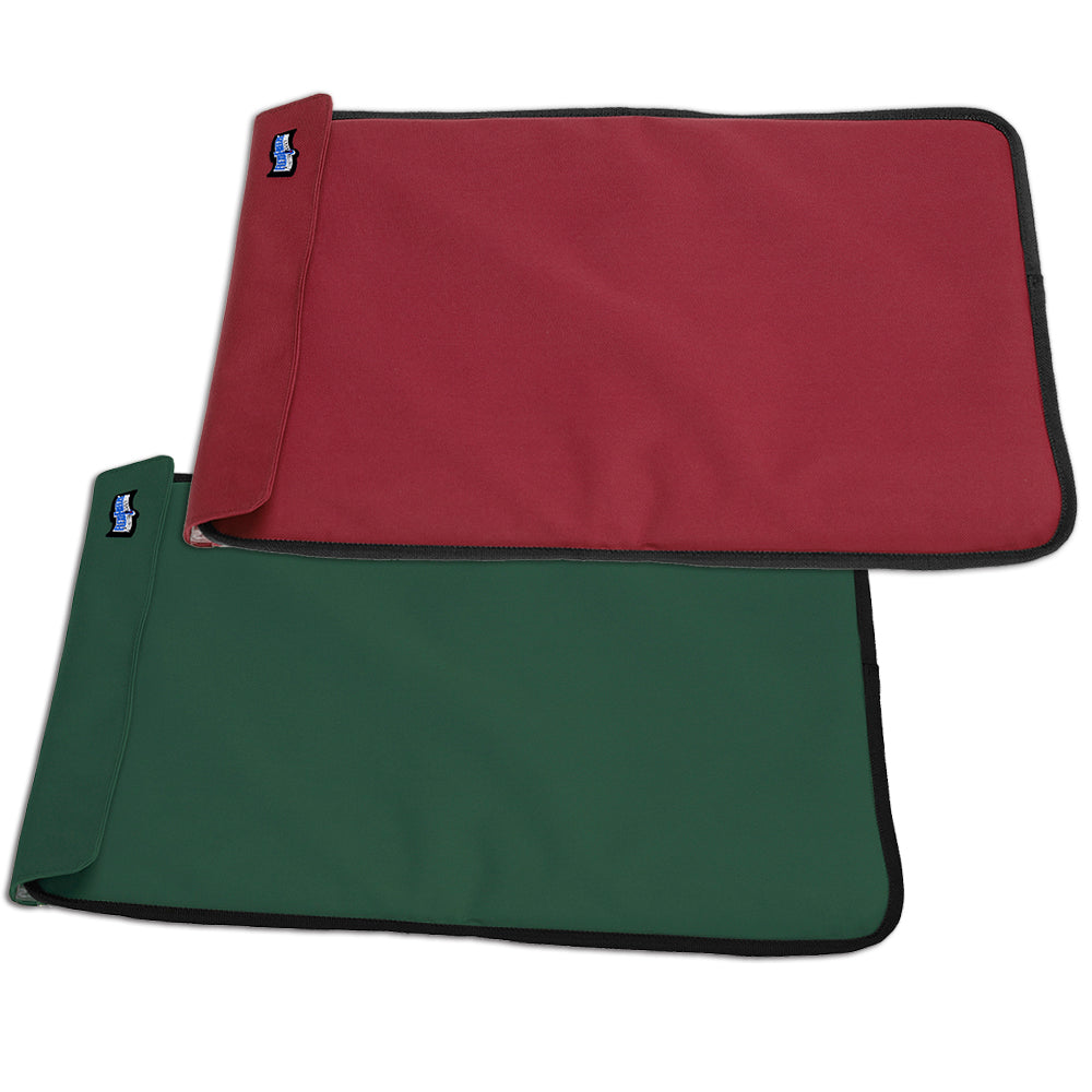 Two FlexiFreeze Party Mats, 1 red, 1 green, face-down