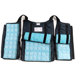 Open FlexiFreeze professional cooling vest, with refreezable ice panels displayed