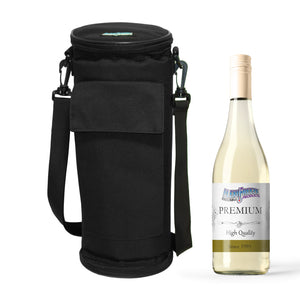 FlexiFreeze wine bottle cooler refreezable, closed top with bottle adjacent