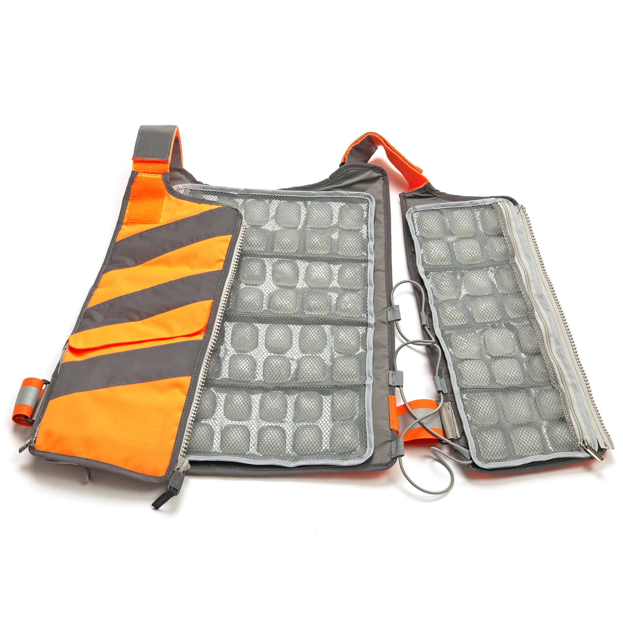 FlexiFreeze Professional Series Hi-Vis Ice Vest, open with panels viewable, orange