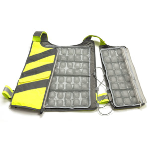 FlexiFreeze Professional Series Hi-Vis Ice Vest, open with panels viewable, yellow